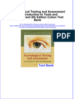 Instant Download PDF Psychological Testing and Assessment An Introduction To Tests and Measurement 8th Edition Cohen Test Bank Full Chapter