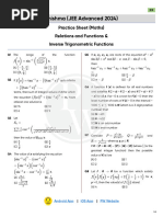 Bhishma (JEE Advanced 2024) : Practice Sheet (Maths) Relations and Functions & Inverse Trigonometric Functions