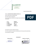 Certificado de Operatividad Tractor D7R Codigo Trac-001