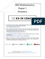 The Exam Coach 11 CEM Mathematics Paper 1 Answers