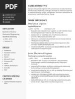 Experienced Mechanical Engineer Resume Example