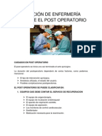 Atención de Enfermería Durante El Post Operatorio