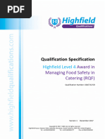 Highfield Level 4 Award in Food Safety in Catering