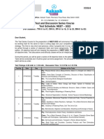 Test Series - NEET - Schedule (XII & RM) For NEET-2022 - Phase-01 - Code-B