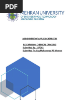 Assignment of Applied Chemistry Research On Chemical Cracking Submitted By: 22PG02 Submitted To: Eng Mohammad Ali Memon