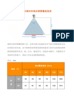 扇形喷嘴在不同距离时的理论喷雾覆盖宽度