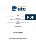 Analisis Critico de Un Plan Estrategico Del Sector Salud