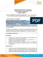 Guía de Actividades y Rúbrica de Evaluación - Unidad 2 - Tarea 3 - Planificación de Un Sistema de Gestión Ambiental Bajo Norma ISO 14001.2015