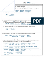 Chemistry Worksheet 12.4 - Percent Yield