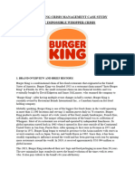 Burger King Crisis Management Case Study