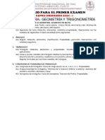 Temario - Geometria y Trigonometria - Primer Examen