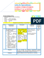 2° Sesión Dia 1 Com Contamos Como Fueron Nuestras Vacaciones