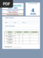 4 Cuarto Grado Examen Trimestral 3 2023 2024