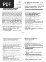 I. Read The Following Passage and Answer The Questions (6 Marks, One Mark For Each) : II. Choose The Correct Answer (30 Marks, One For Each)