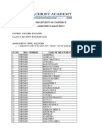 II BCom B-Assignment and Presentation Details