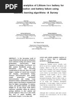 Predictive Analytics of Lithium Ion Battery For Optimization and Battery Failure Using Machine Learning Algorithms With Authors Name