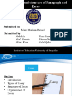 Organization and Structure of Paragraph and Essay