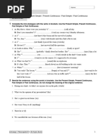 Grammar Revision1 Present Simple and Cont Past Simple and Cont