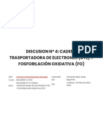 Discusion #4 - Cadena Trasportadora de Electrones (Cte) y Fosforilación Oxidativa (Fo)