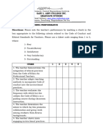 Teacher's Level of Performance Rating Sheet