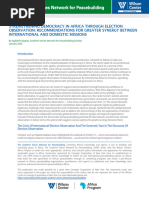 Strengthening Democracy in Africa Through Election Observation: Recommendations For Greater Synergy Between International and Domestic Missions