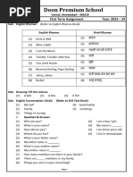 Doon Premium School: STD: Nursery First Term Assignment Year: 2023 - 24