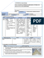 5° SEMANA 1 SESIÓN DÍA - 2 - MAT - Aprendemos A Resolver Problemas Aplicando El Orden de Operaciones Sin El Uso de Paréntesis