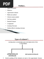 Types of Estimate and Common Terminologies