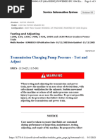 140H DAWI Transmission Charging Pump Pressure - Test and Adjust