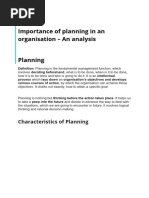 PPM Importance of Planning in An Organisation - An Analysis Planning