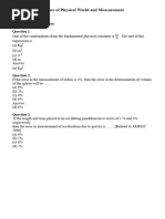 Nature of Physical World and Measurement: Multiplechoice Questions