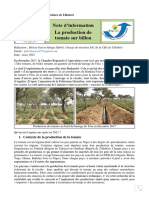 Note D'information La Production de Tomate Sur Billon: Chambre Régionale D'agriculture de Tillabéri