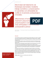 Efectividad Del Tratamiento de Fisioterapia Domiciliario Mediante Trabajo Isométrico y Propioceptivo en Pacientes Con Artroplastia de Rodilla en El Periodo Postquirúrgico Inmediato, 2021