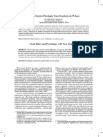 Política Social e Psicologia Uma Trajetória de 25 Anos.