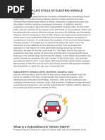 Emissions in Life Cycle of Electric Vehicle