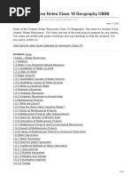 Water Resources Notes Class 10 Geography CBSE