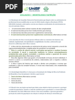 Avaliação Deontologia e Nutrição