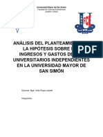 Ingresos y Gastos de Los Universitarios Independiente en La Umss