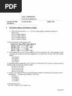 Class 12 - Chemistry - Electrochemistry - WS With Ans.