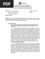 Mlsachmc - Analytical Chemistry (Qualitative and Quantitative Chemistry) (Lec) Activity No. 6 - Qualitative and Quantitative Analysis