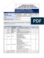 Especificaciones Técnicas para La Adquisición de Bienes