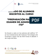 Listado Alumnos Del Curso Preparación para El Examen de Admisión