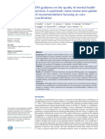 Epa Guidance On The Quality of Mental Health Services A Systematic Metareview and Update of Recommendations Focusing On Care Coordination