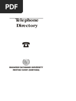 Mdu Rohtak Telephone Directory