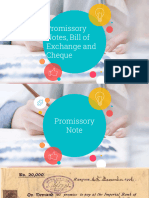 Promissory Notes, Bill of Exchange and Cheque