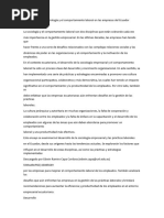 La Evolución de La Sociología y El Comportamiento Laboral en Las Empresas Del Ecuador