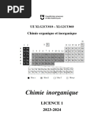 UE XLG2CU010 - Chimie Inorganique - Polycopié de Cours 2024