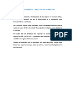 Informe Sobre La Creacion de Empresas