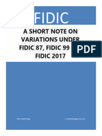 A SHORT NOTE ON VARIATIONS UNDER FIDIC 87, FIDIC 99 and FIDIC 2017