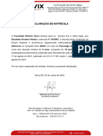 Declaração de Matrícula: Elisabete Orcelino Pereira, Matricula Nº 1919387, É Aluno (A) Desta Instituição de